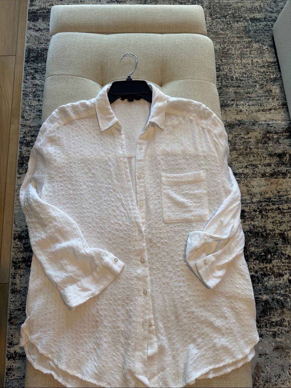 Jane and Delancey White Textured Casual Button-Down Shirt